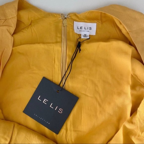 Le Lis | Casey Mustard Yellow Knotted Strap Pinafore Romper Retro Shorts Medium - Picture 11 of 13